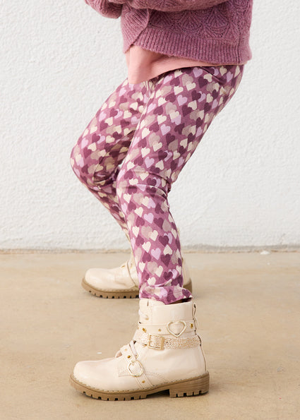 Leggings de punto estampado corazones