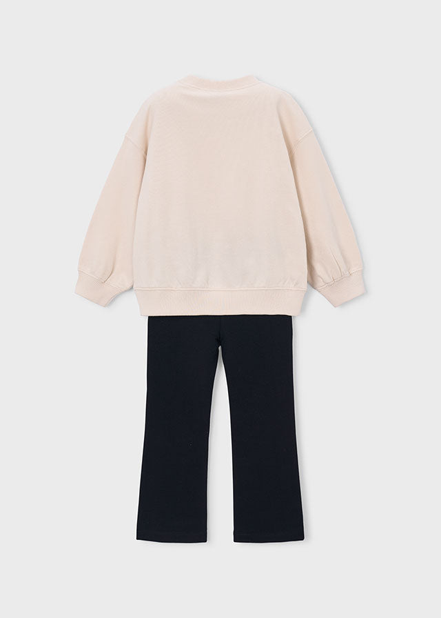 Conjunto 2 piezas: Suadera y leggins acampanados, niña.