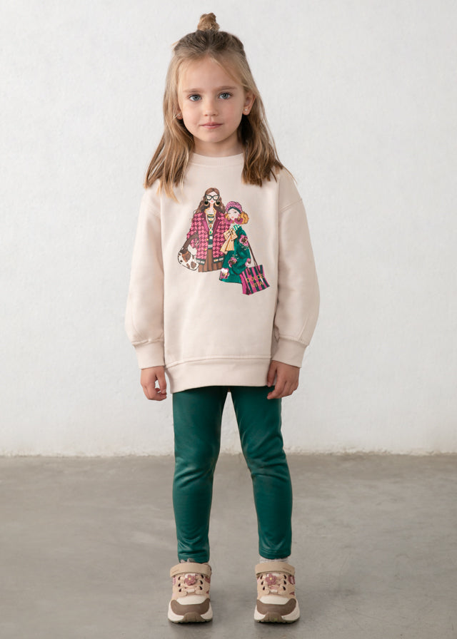 Conjunto sudadera y leggings forrados, niña.