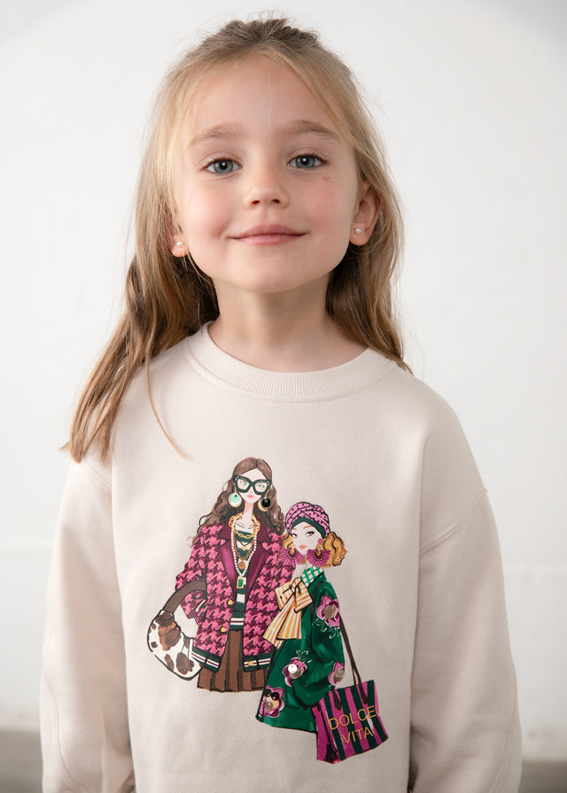 Conjunto sudadera y leggings forrados, niña.