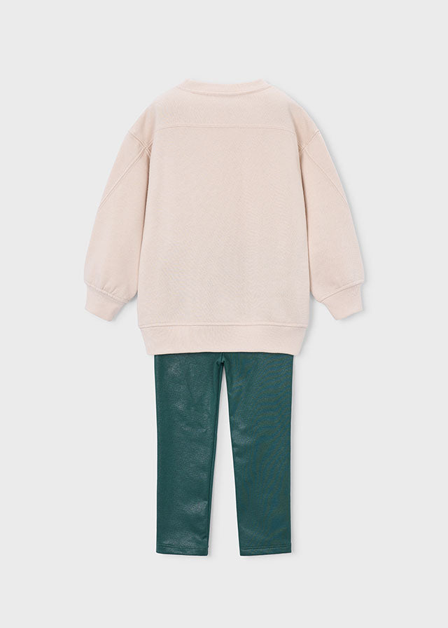 Conjunto sudadera y leggings forrados, niña.