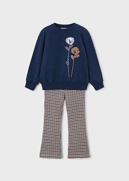 Conjunto leggings  y sudadera felpa estampado niña.