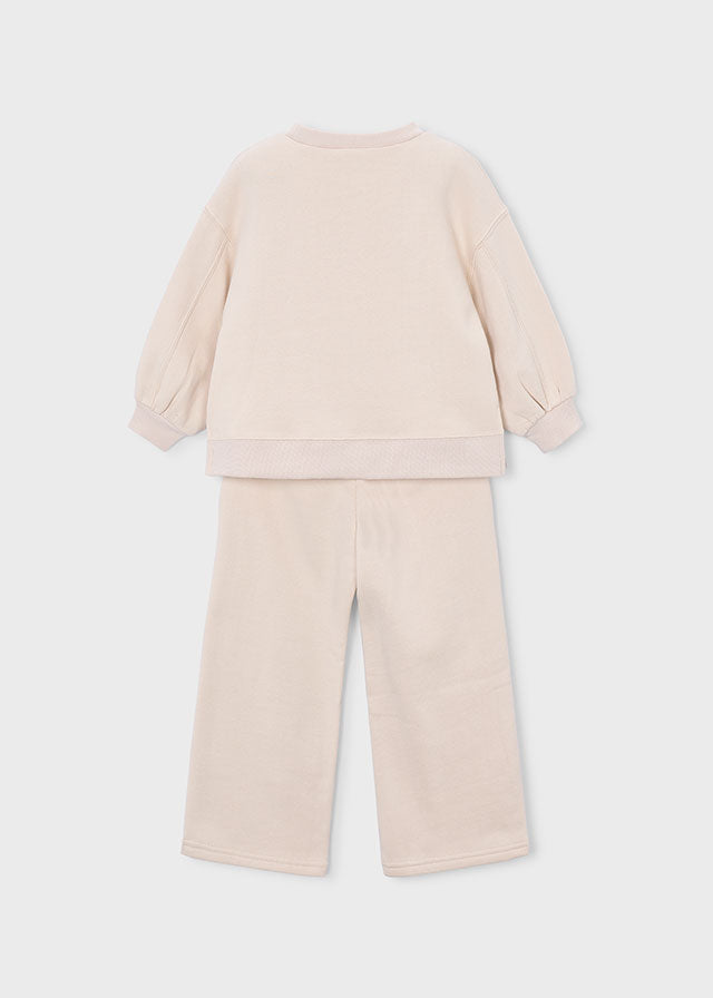 Conjunto 2 piezas: sudadera sin capucha y pantalón recto, niña.