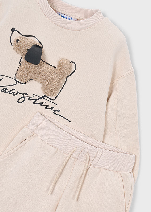 Conjunto 2 piezas: sudadera sin capucha y pantalón recto, niña.