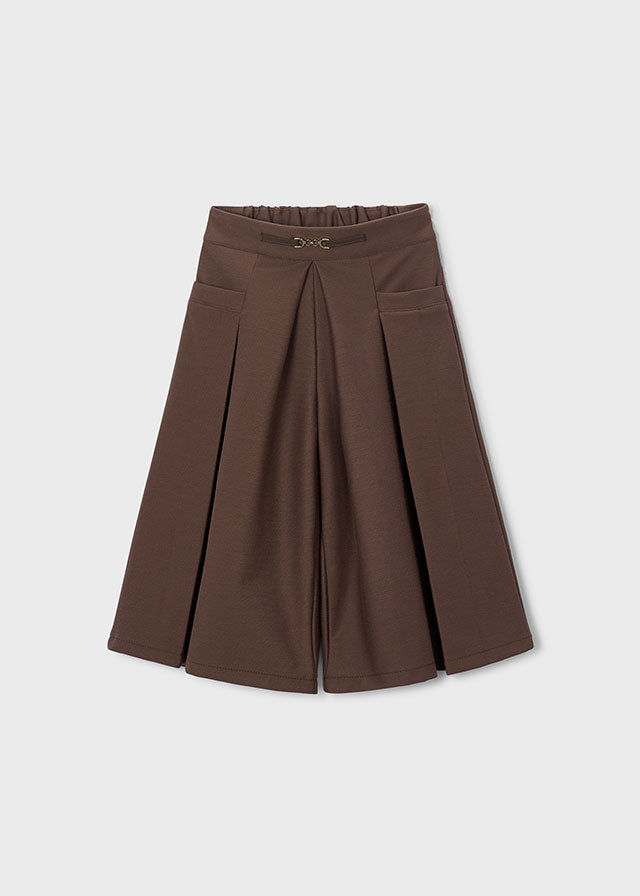 Falda pantalón ancho culotte y detalle de hebilla, niña.