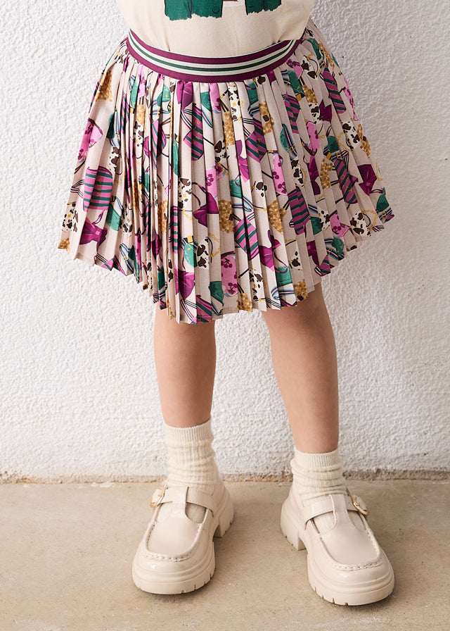 Falda plisada estampada, niña.