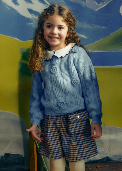 Falda pantalon pata gallo con bolso niña.