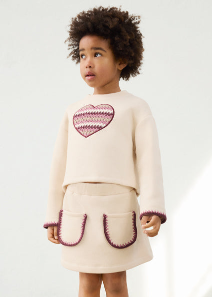 Conjunto falda felpa corazón