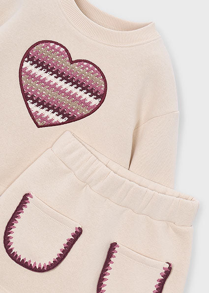Conjunto falda felpa corazón