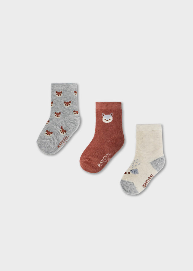 Calcetines pack de 3 motivo zorrito bebé niño