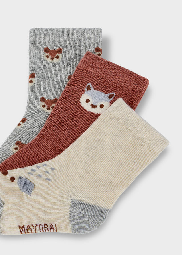Calcetines pack de 3 motivo zorrito bebé niño