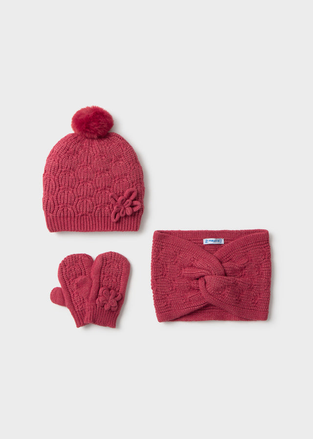Conjunto gorro braga tricot bebé niña