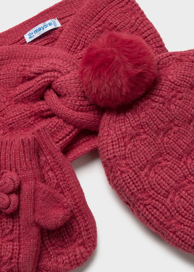 Conjunto gorro braga tricot bebé niña