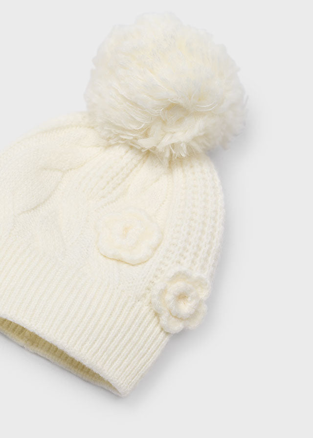 Conjunto gorro bufanda flores 3d niña