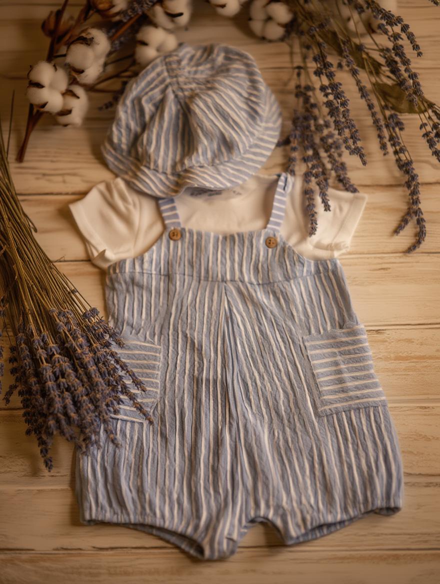 Pelele Corto Rayas Con Gorro