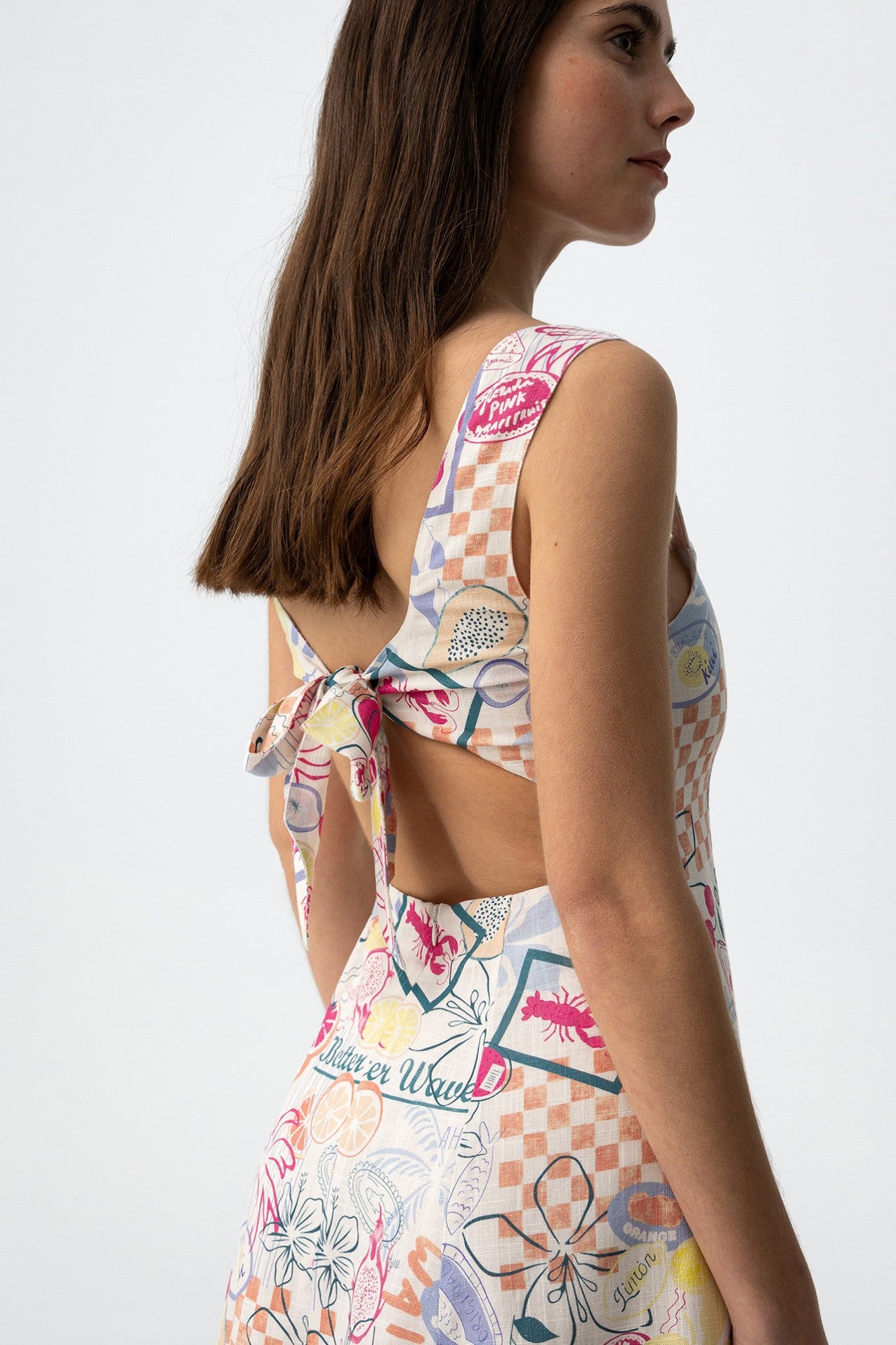 Vestido estampado con lazada