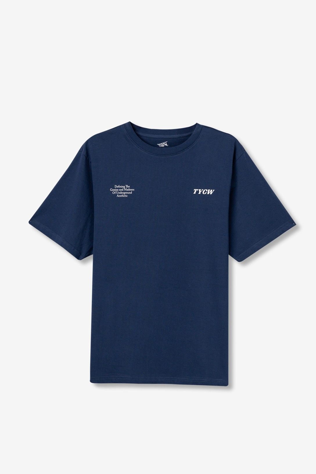 Camiseta  manga corta, cuello redondo  azul marino. Chico.