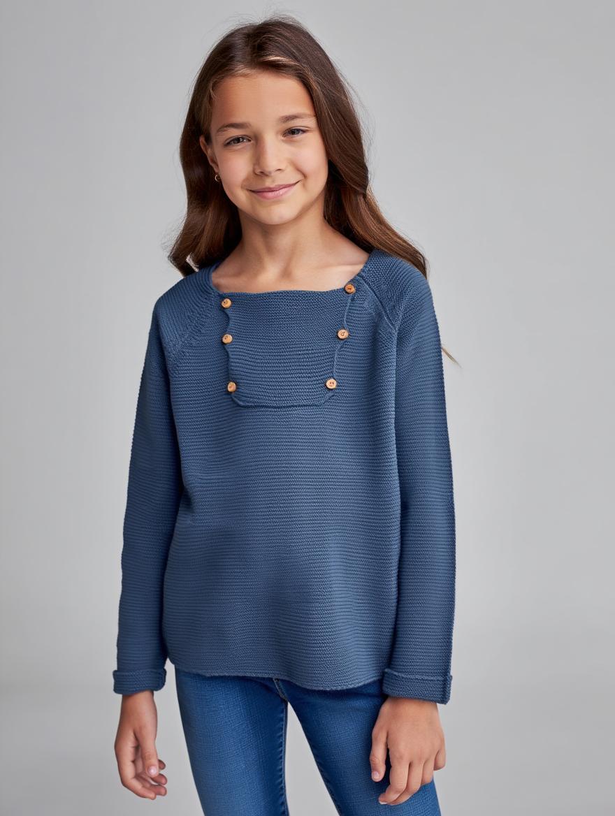 Jersey Punto Boho Junior Azul Ventana