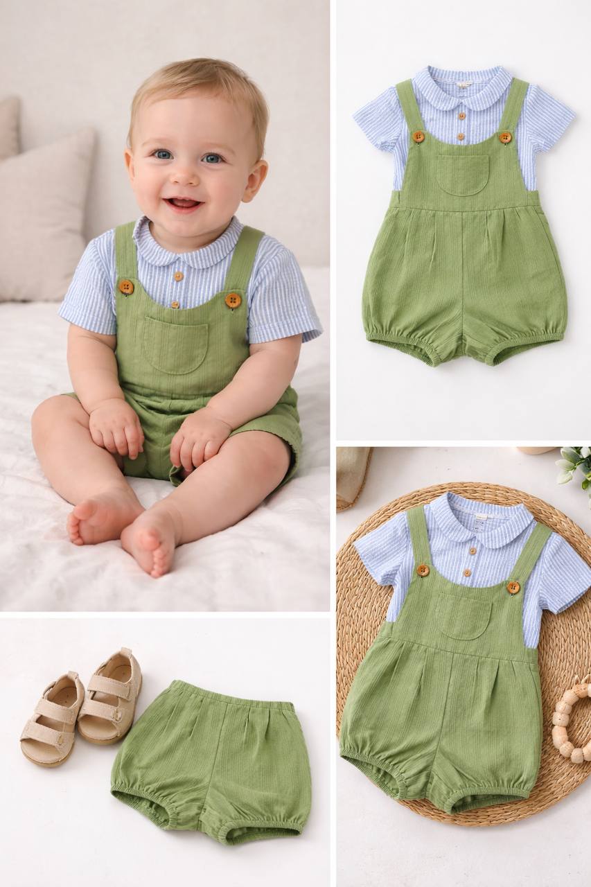 Conjunto bebé camisa rayas y peto, Pisa