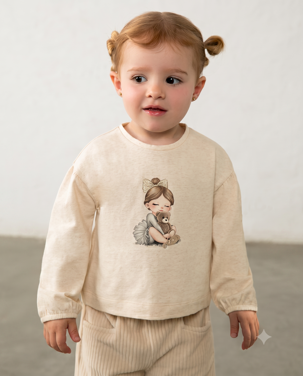 Camiseta manga larga grafica mangas abullonadas bebe niña.