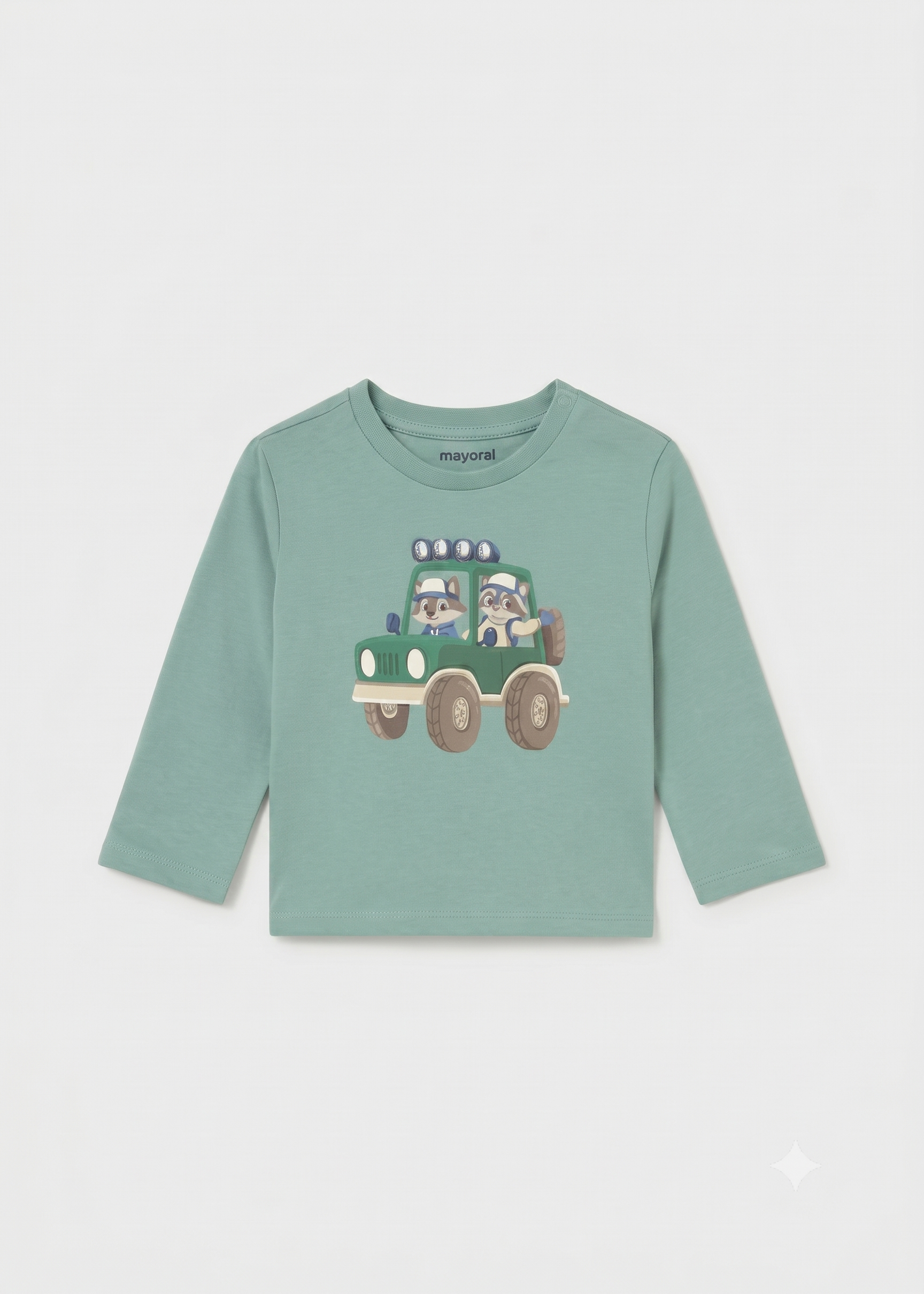 Camiseta manga larga estampado vehiculo bebé niño.