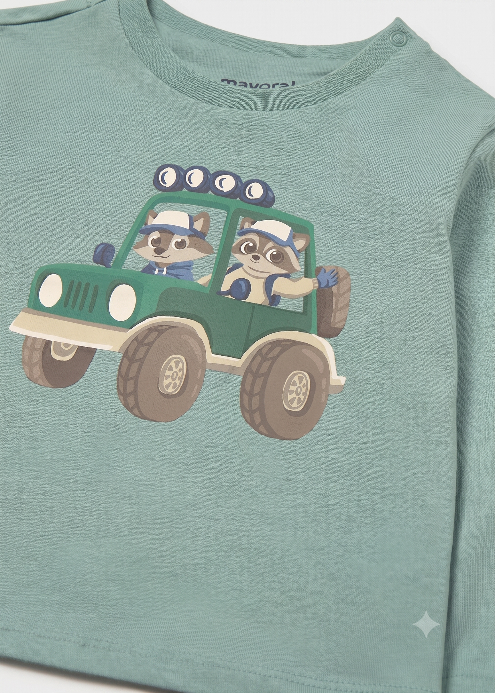 Camiseta manga larga estampado vehiculo bebé niño.