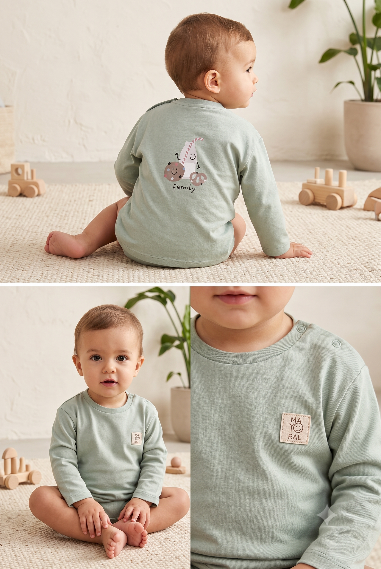 Camiseta manga larga uniesx bebé.