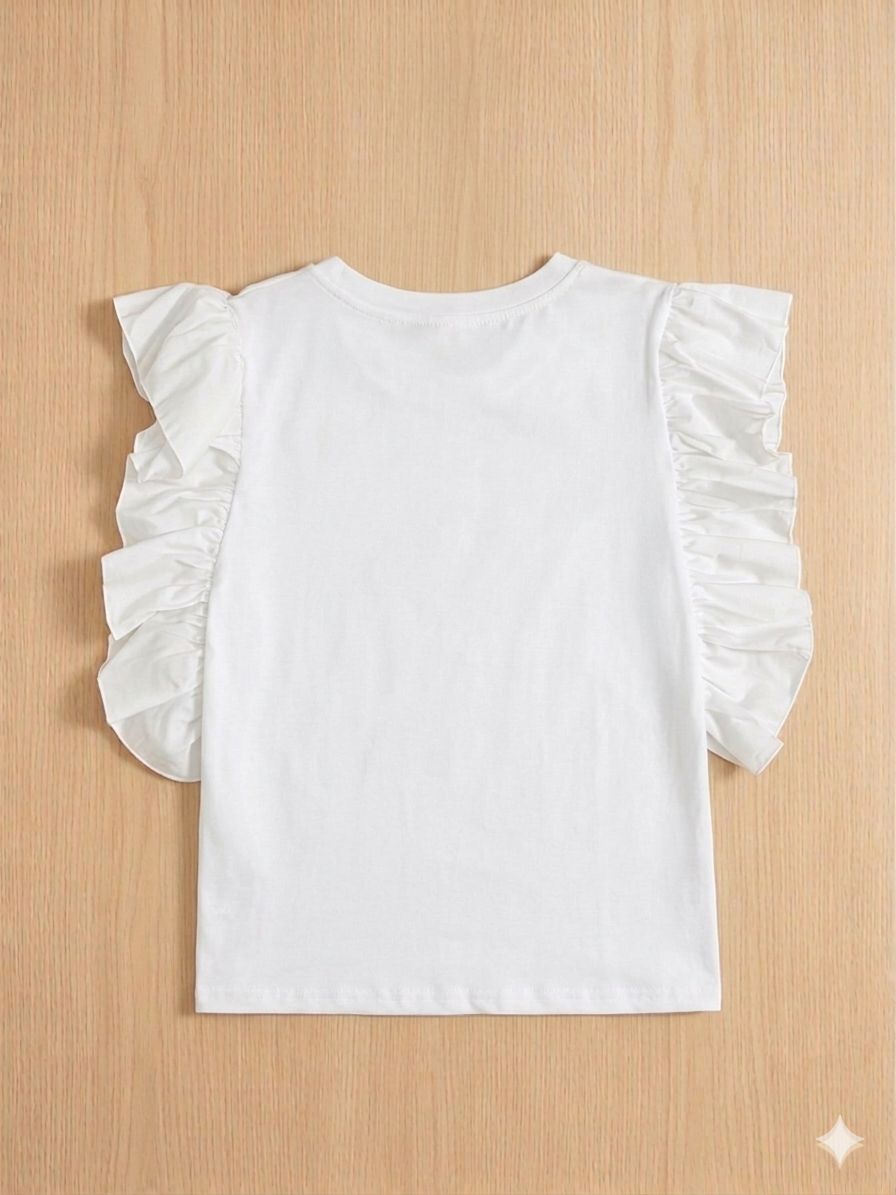 Camiseta chica con volante hombro