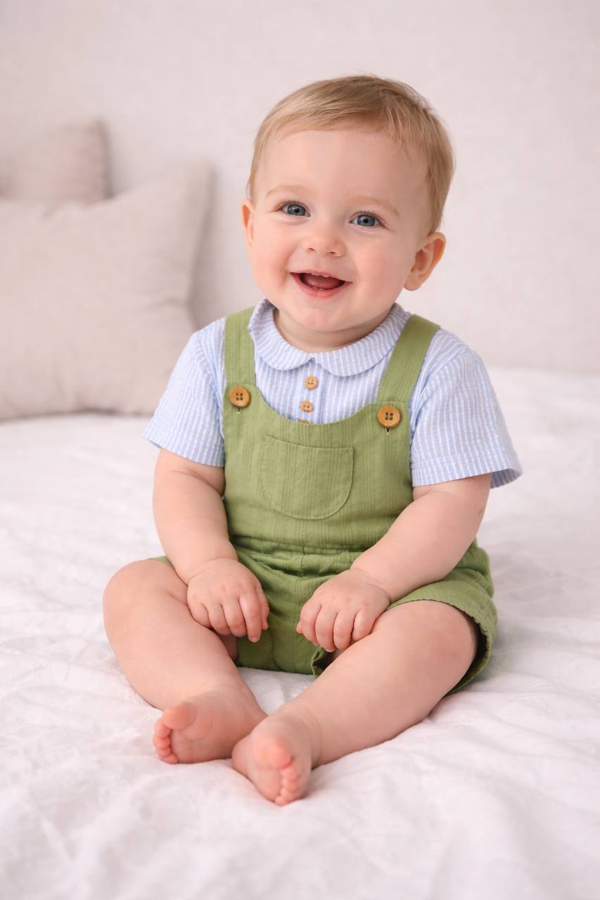 Conjunto bebé camisa rayas y peto, Pisa