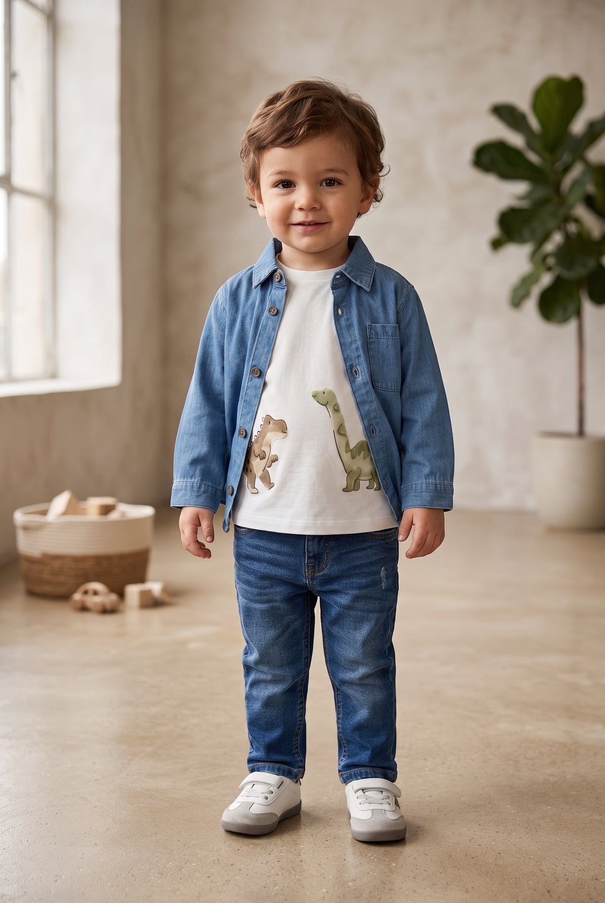 Camisa manga larga denim bebé niño
