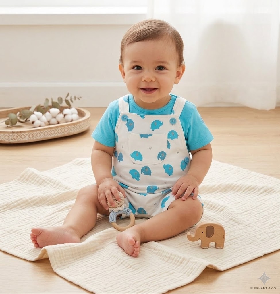 Peto y camiseta punto de bebé niño