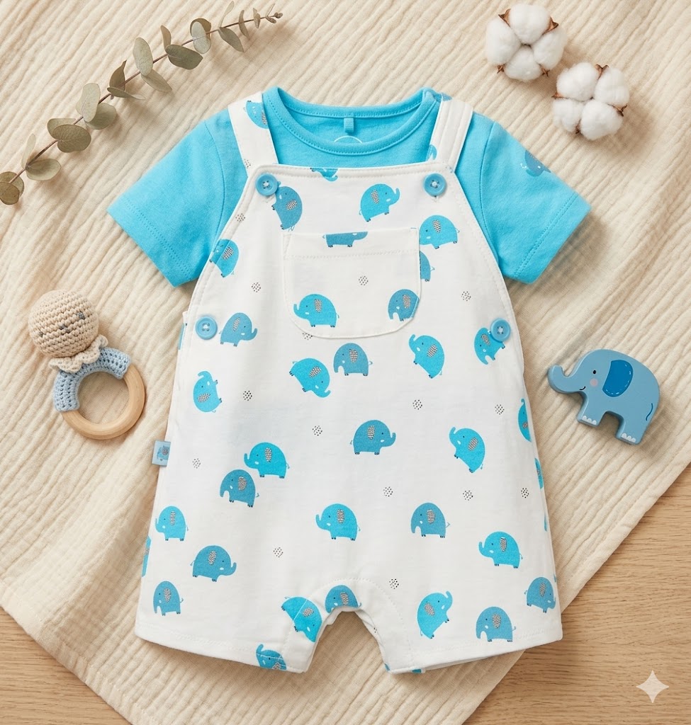 Peto y camiseta punto de bebé niño