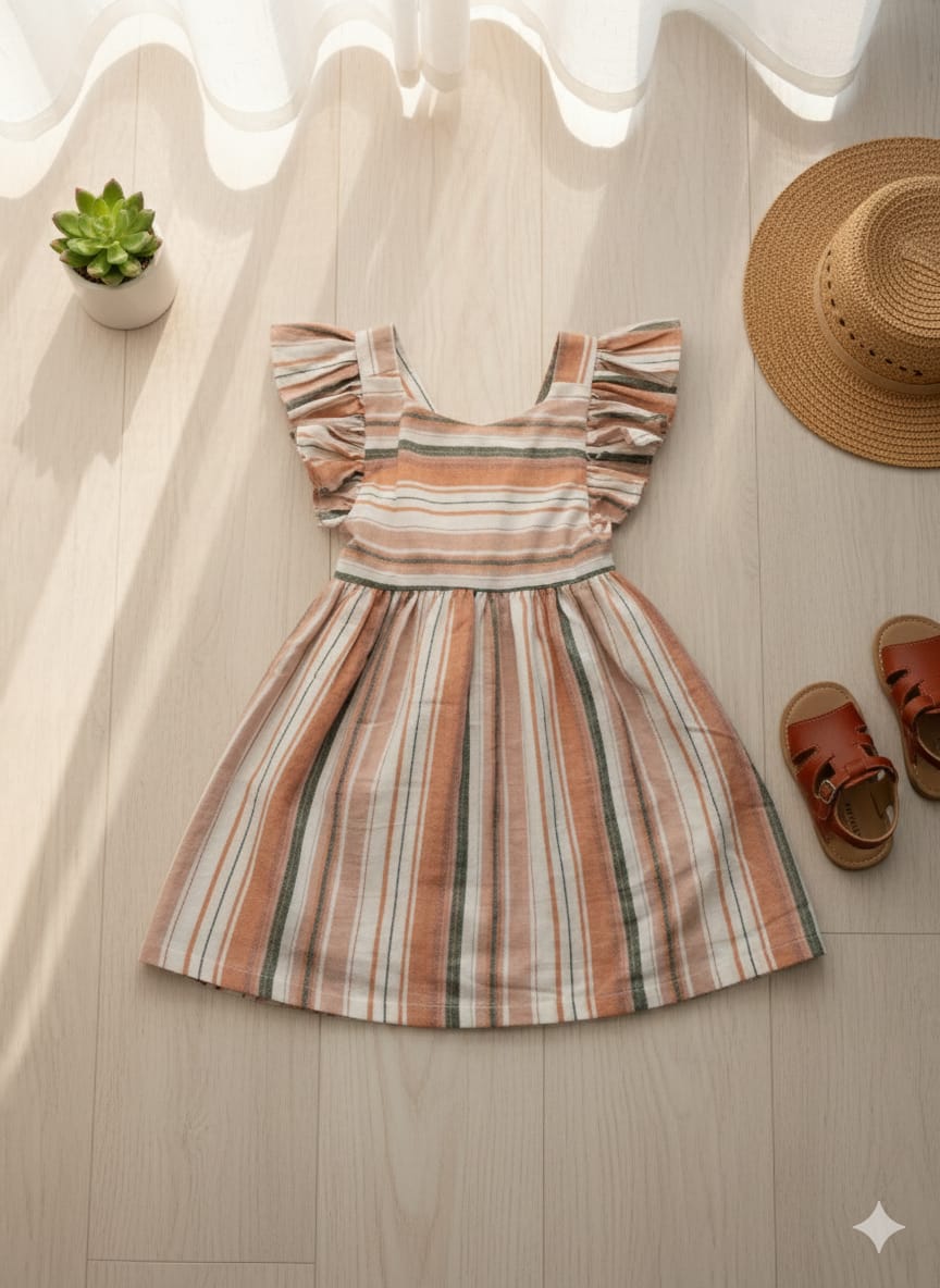 Vestido Niña De Rayas Y Espalda Cruzada