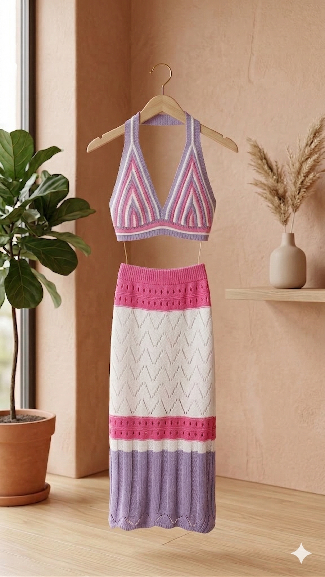 Conjunto Top Y Falda Crochet