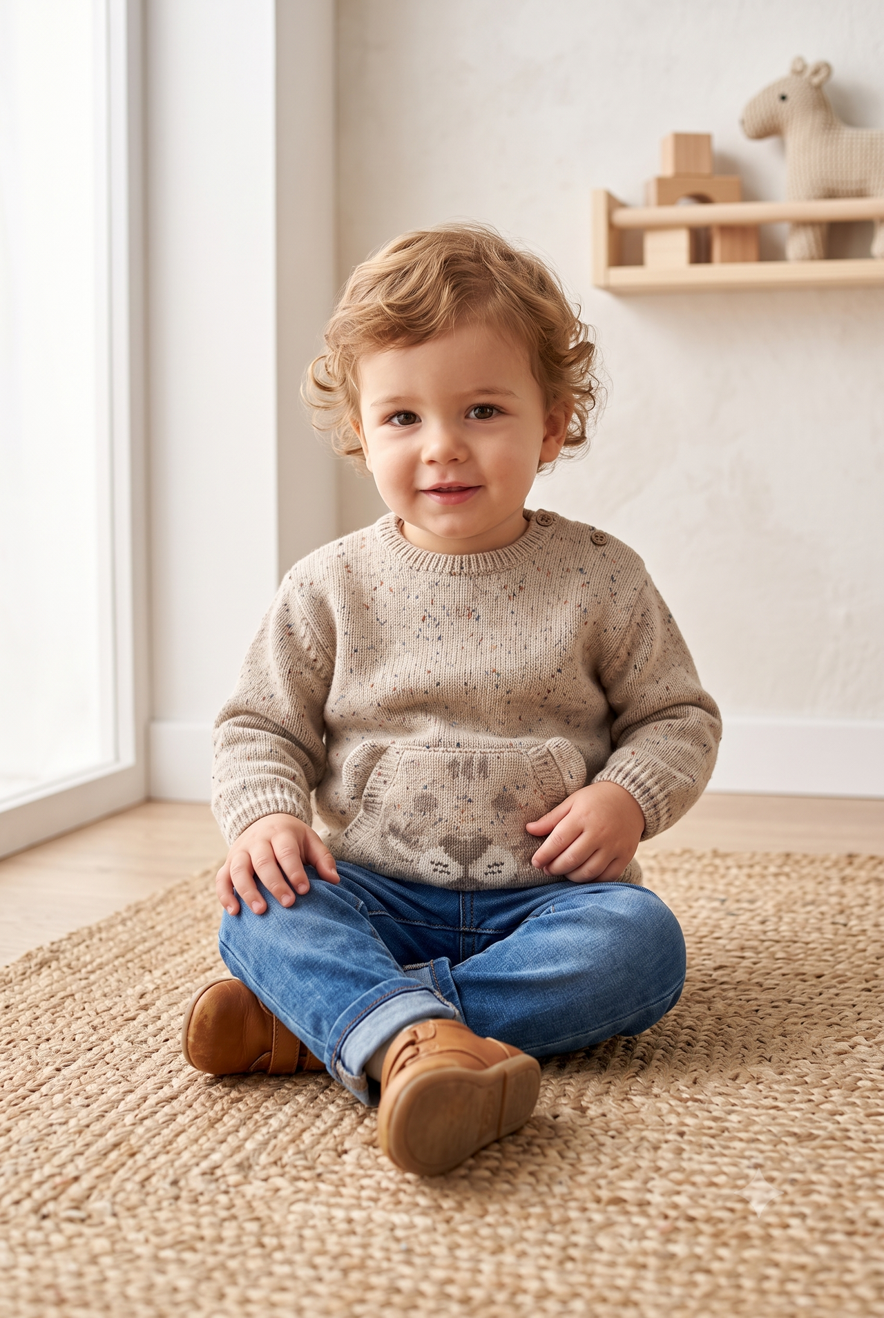 Jersey tricot bebe niño cara tigre.