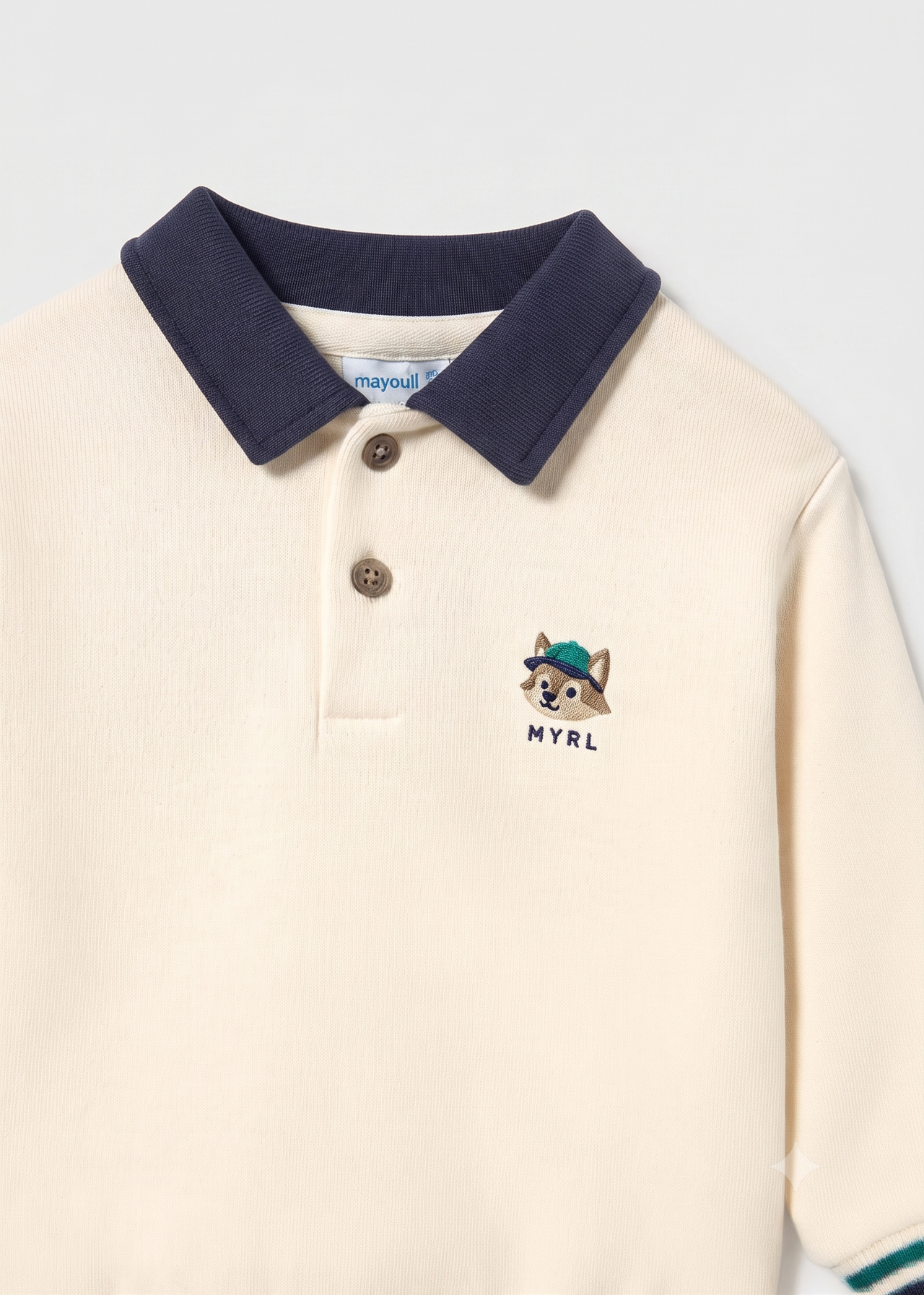 Sudadera tipo polo con detalles de rayas en los puños, bebe niño.
