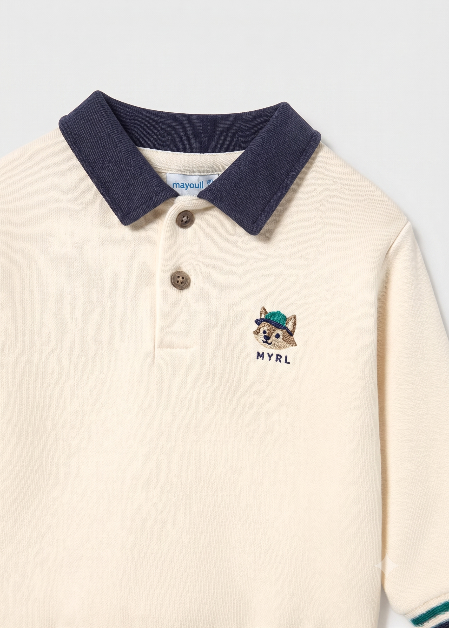 Sudadera tipo polo con detalles de rayas en los puños, bebe niño.