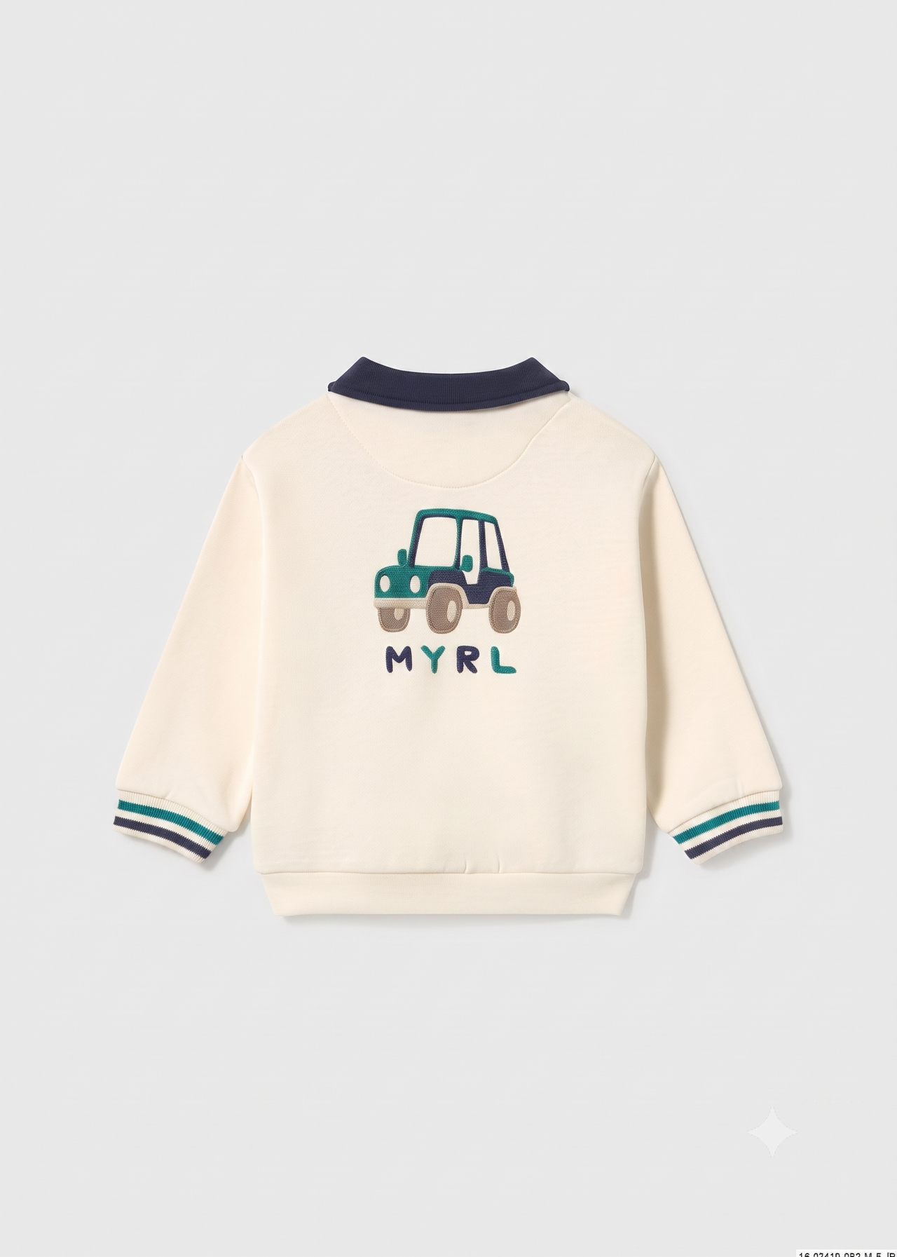 Sudadera tipo polo con detalles de rayas en los puños, bebe niño.
