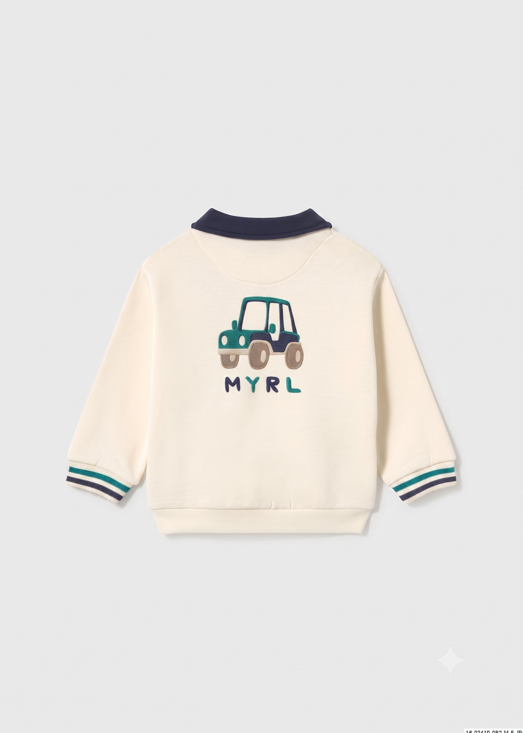 Sudadera tipo polo con detalles de rayas en los puños, bebe niño.
