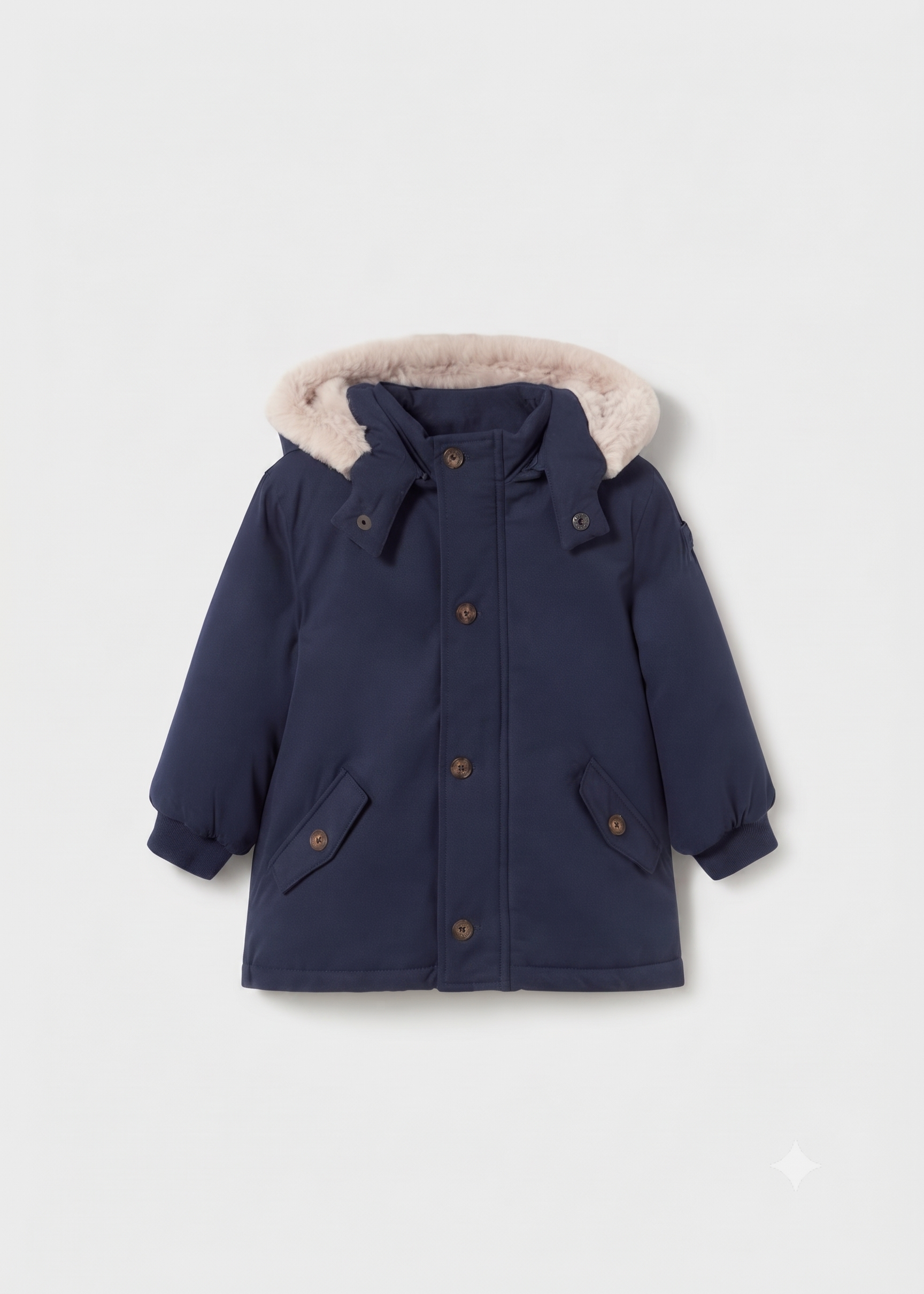 Parka con capucha y forro de pelo  bebé niño.