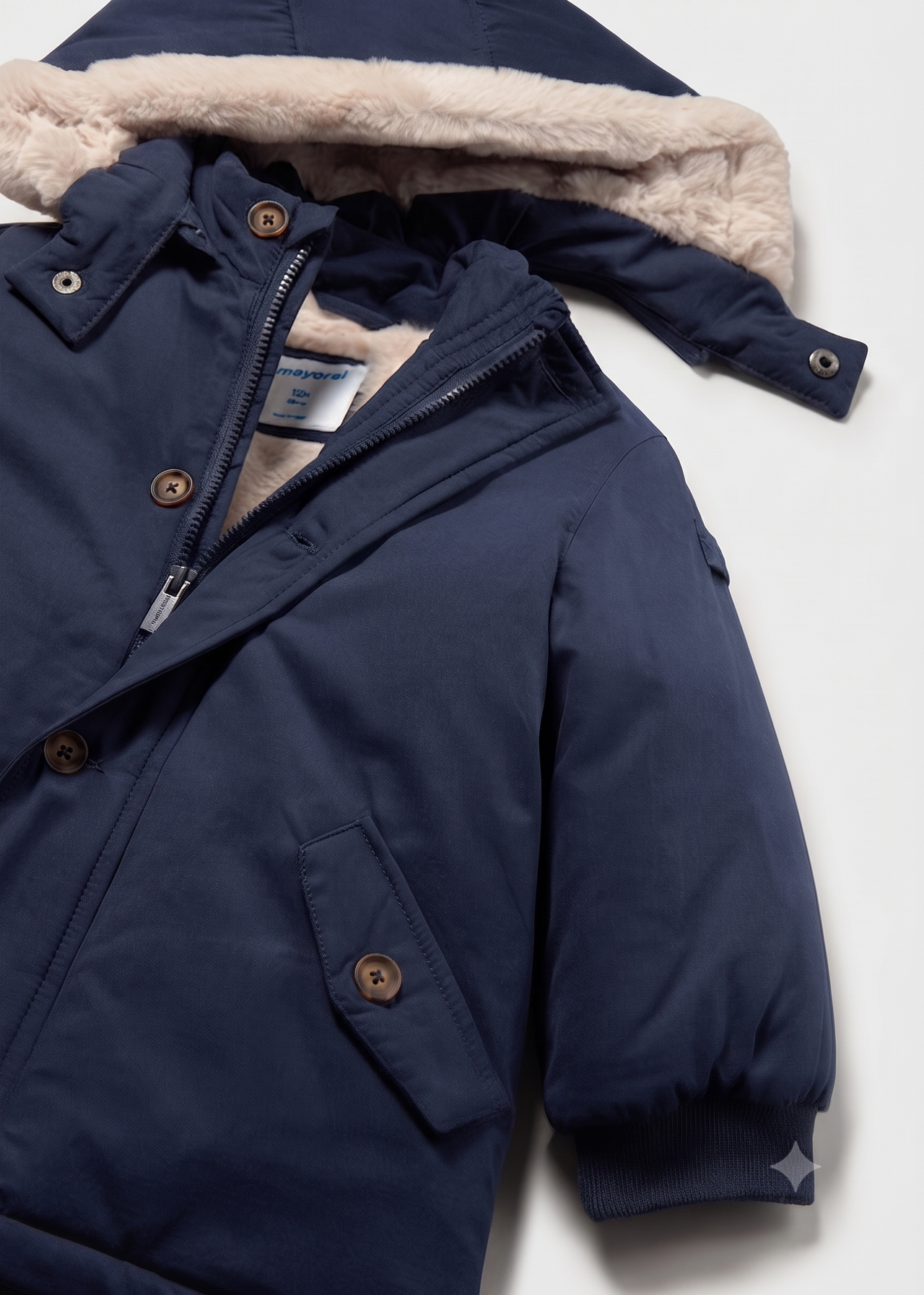 Parka con capucha y forro de pelo  bebé niño.