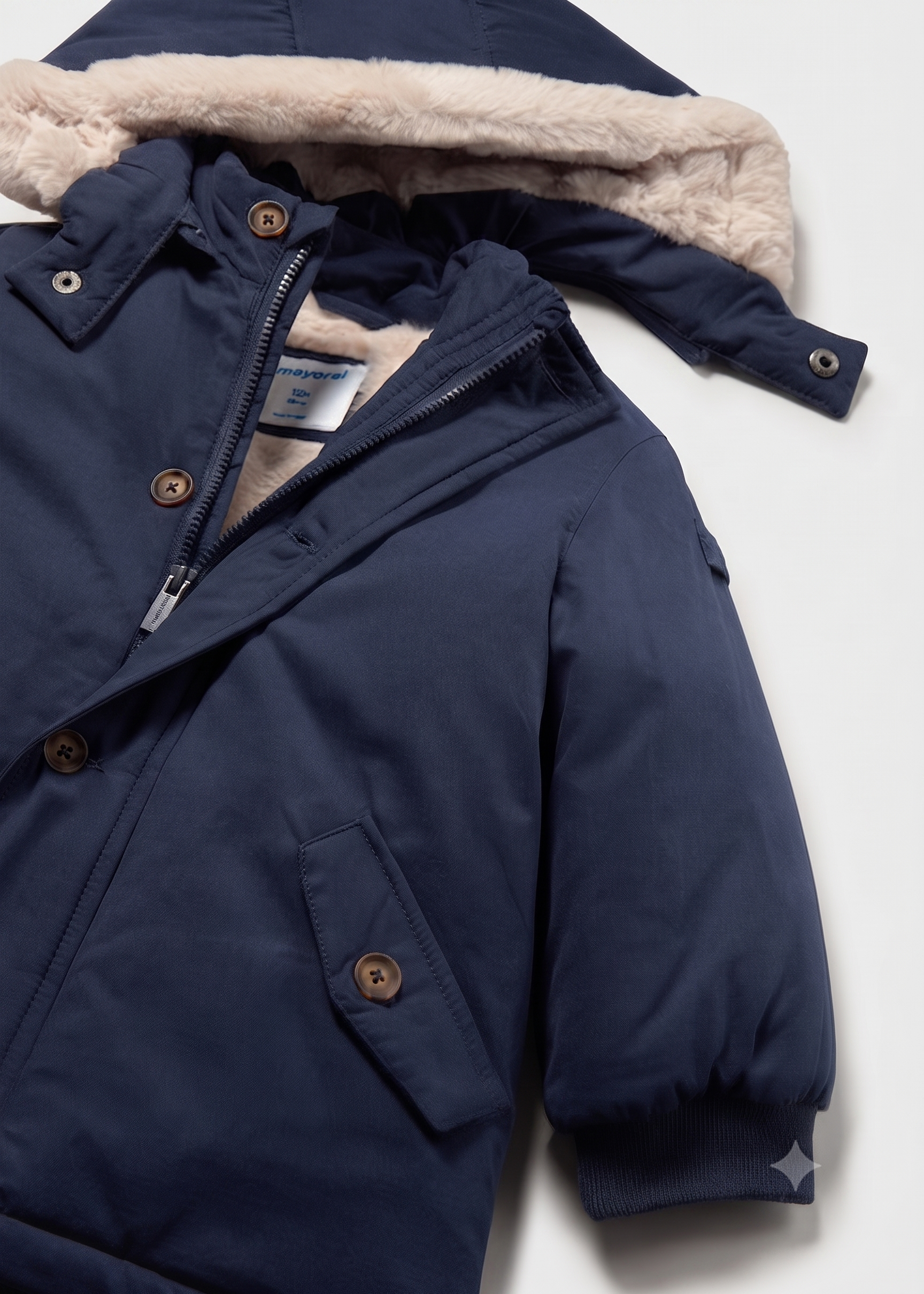 Parka con capucha y forro de pelo  bebé niño.