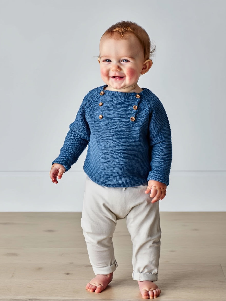 Jersey Punto Boho Bebe Azul