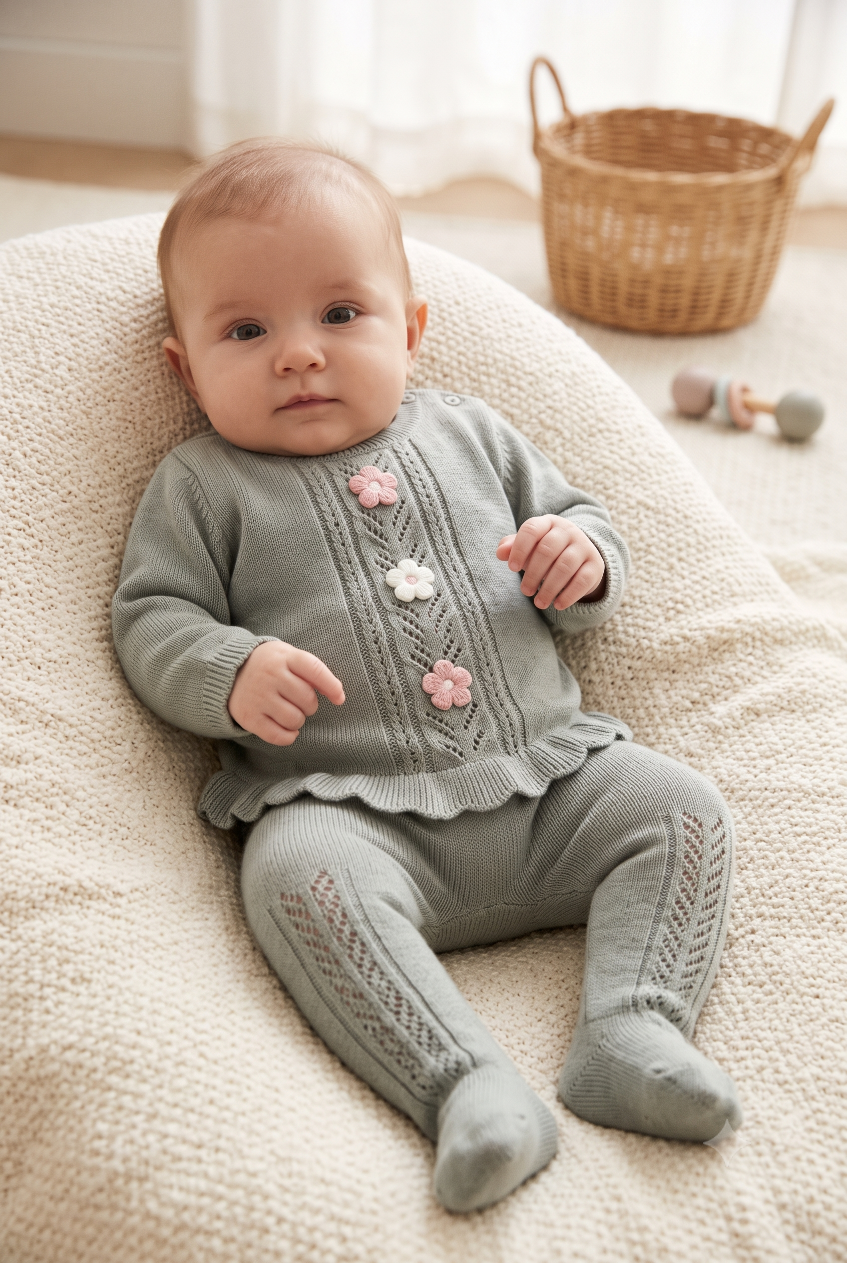 Conjunto polainas tricot bebé niña
