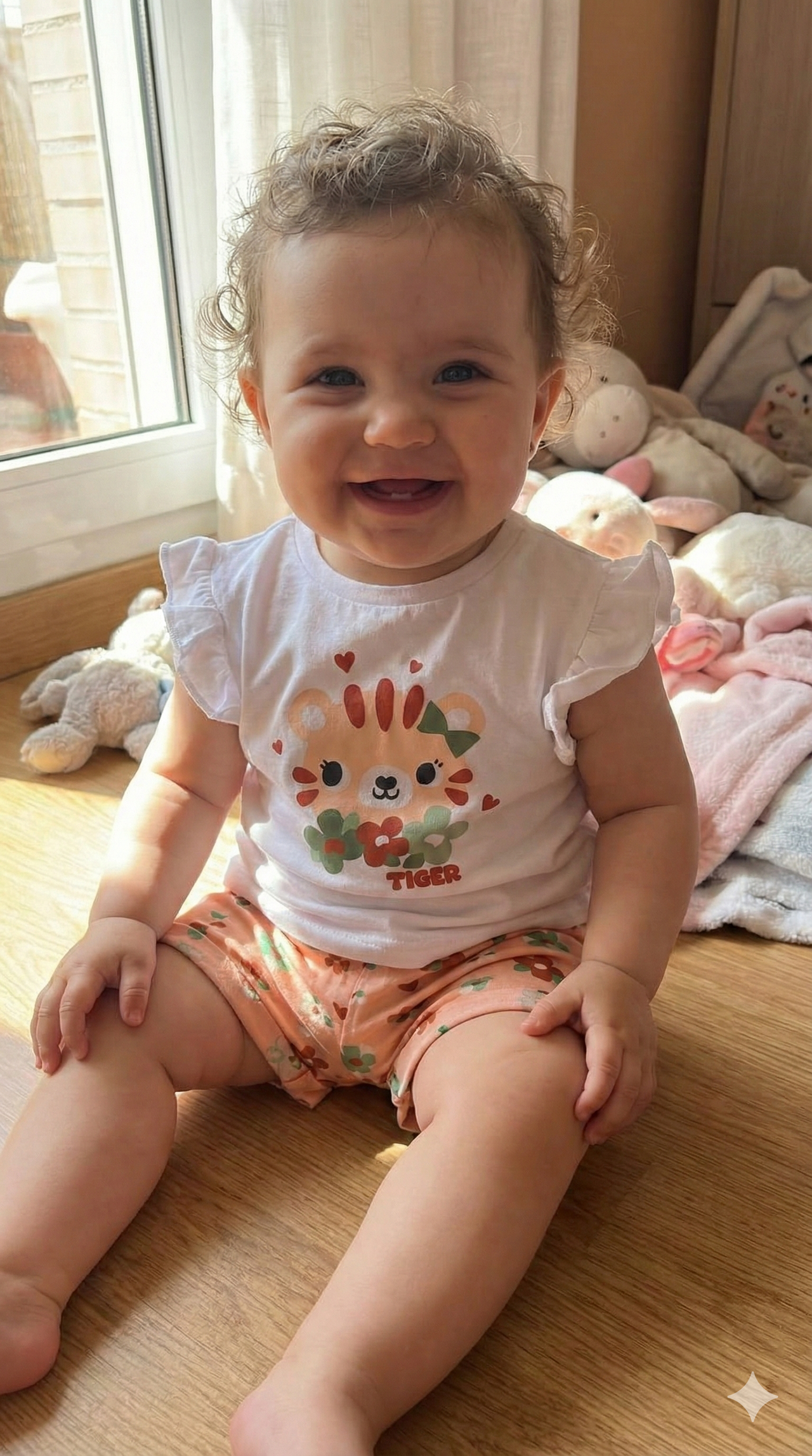 Conjunto Camiseta y Short Bebé Osito Flores