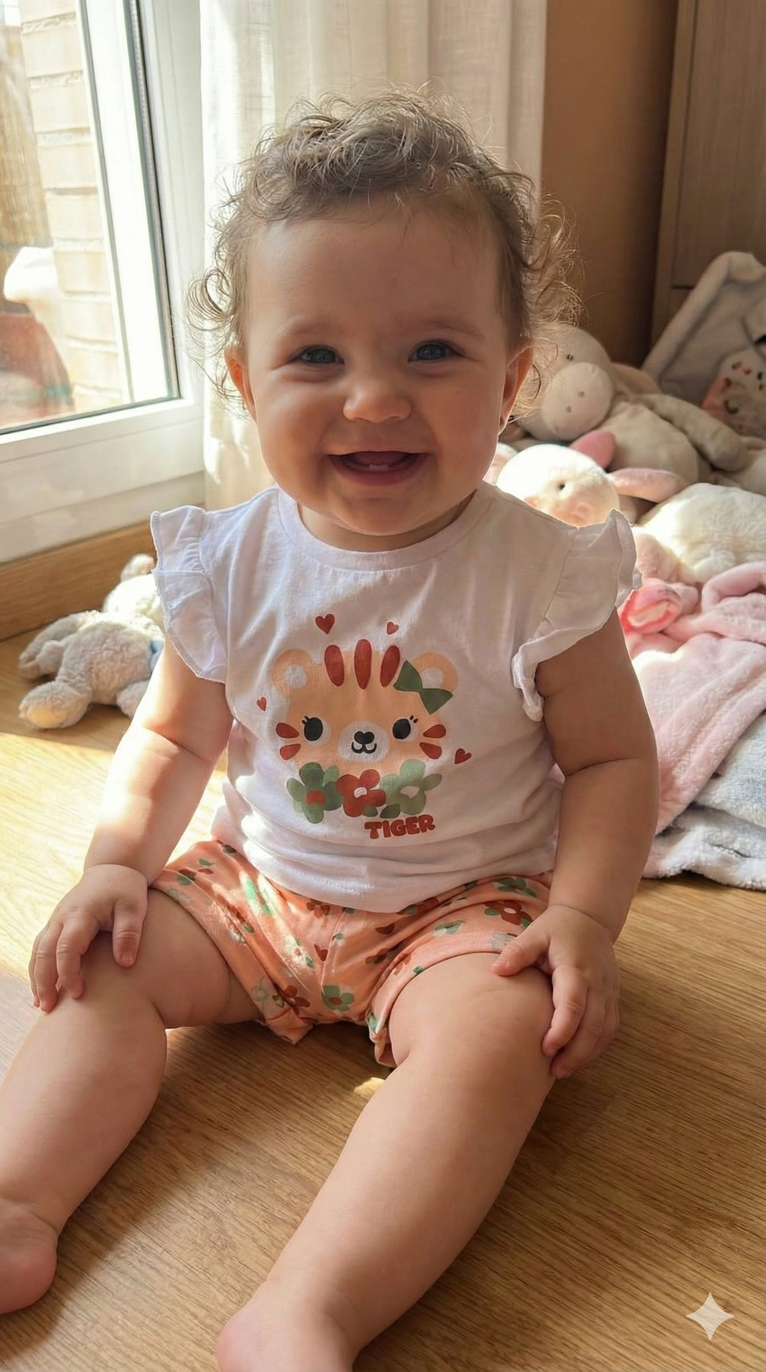 Conjunto Camiseta y Short Bebé Osito Flores