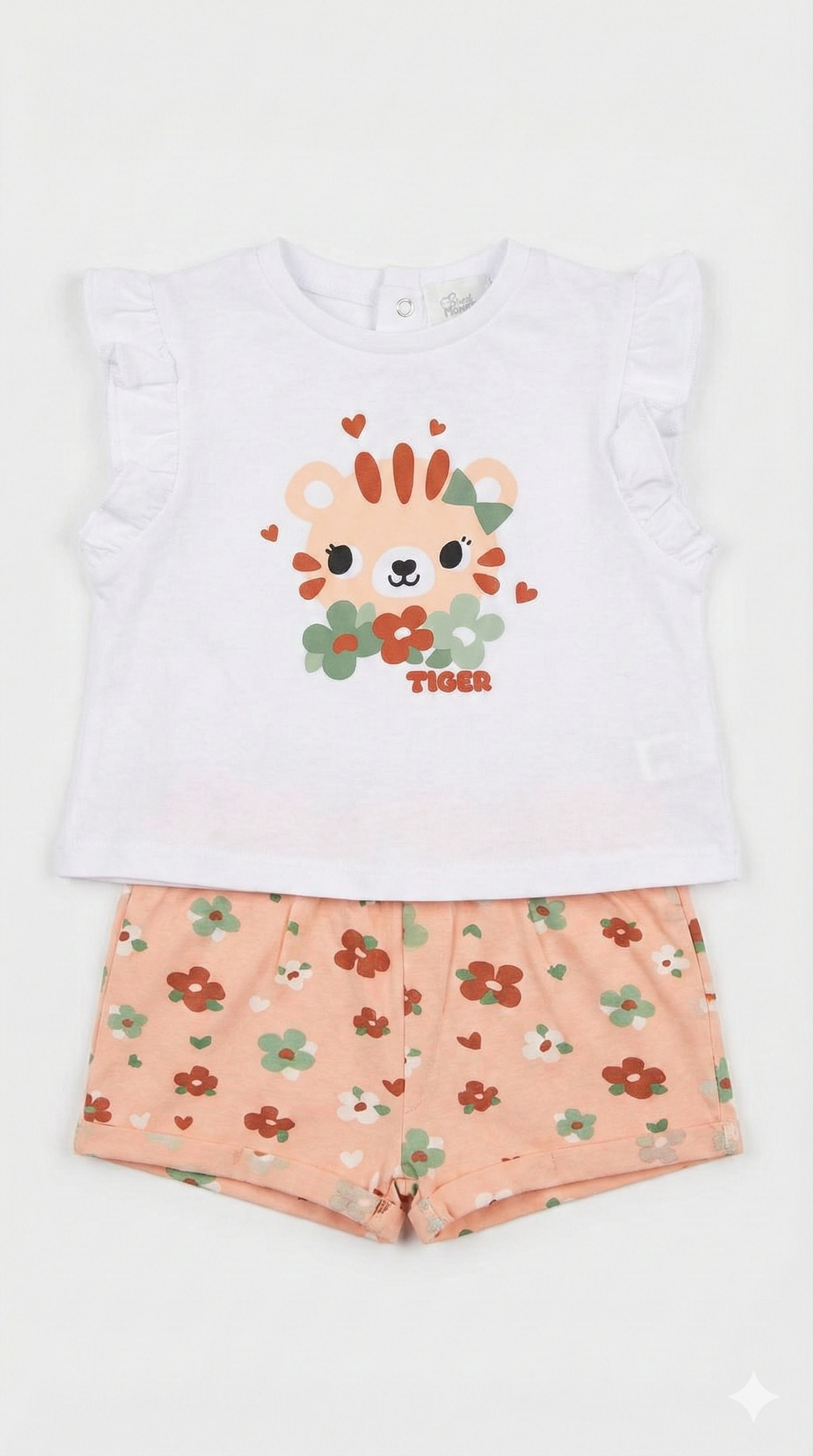 Conjunto Camiseta y Short Bebé Osito Flores