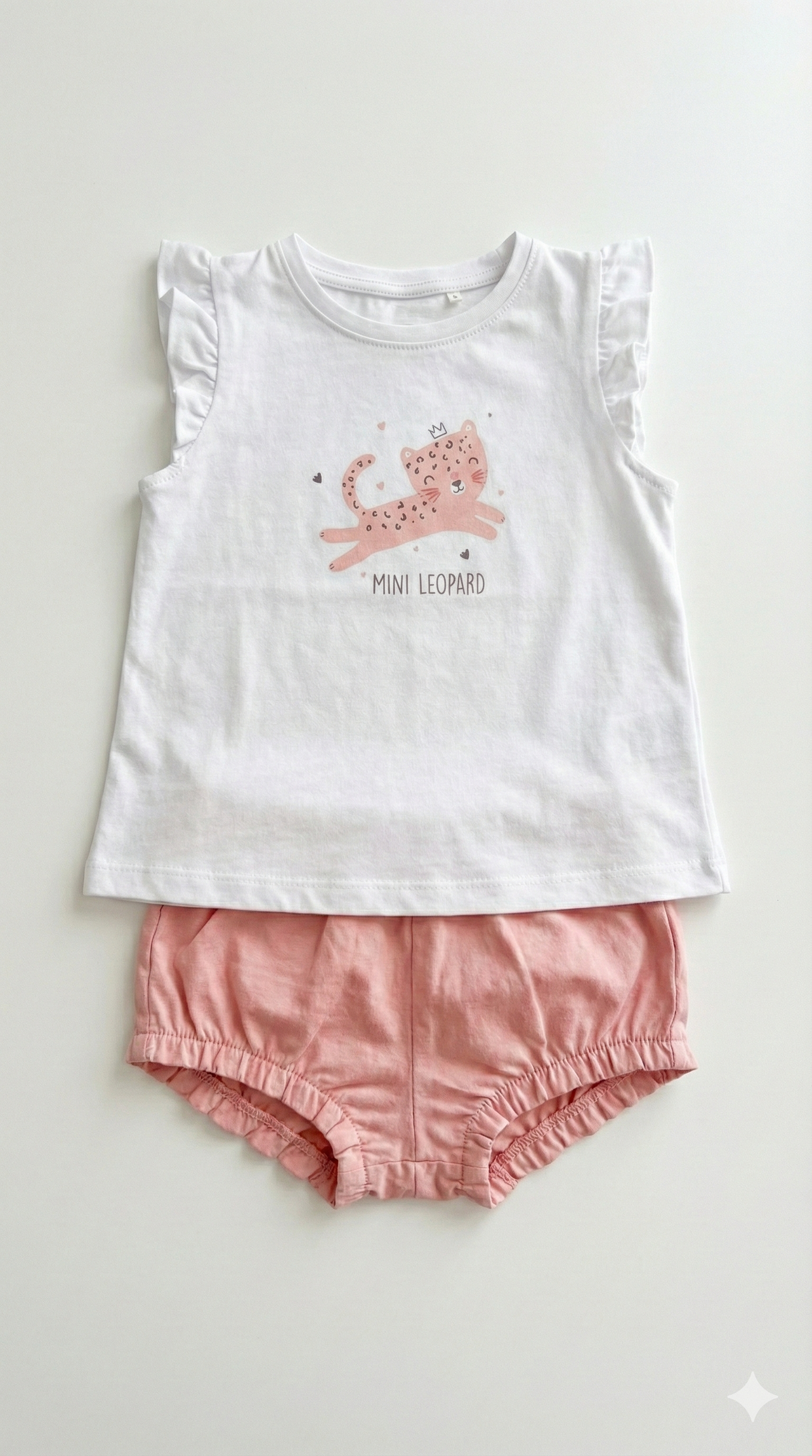 Conjunto Camiseta y Cubrepañal Mini Leopardo