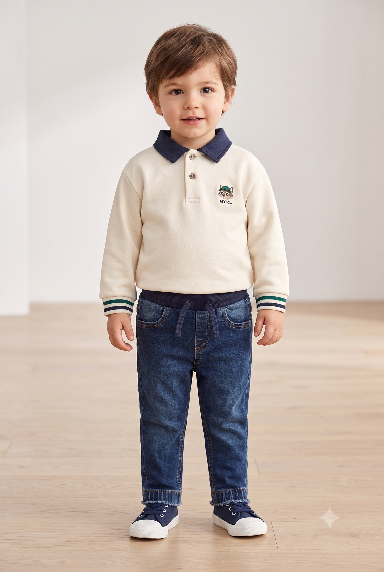 Pantalón estilo jogger con cintura elástica y cordón ajustable, bebé niño.