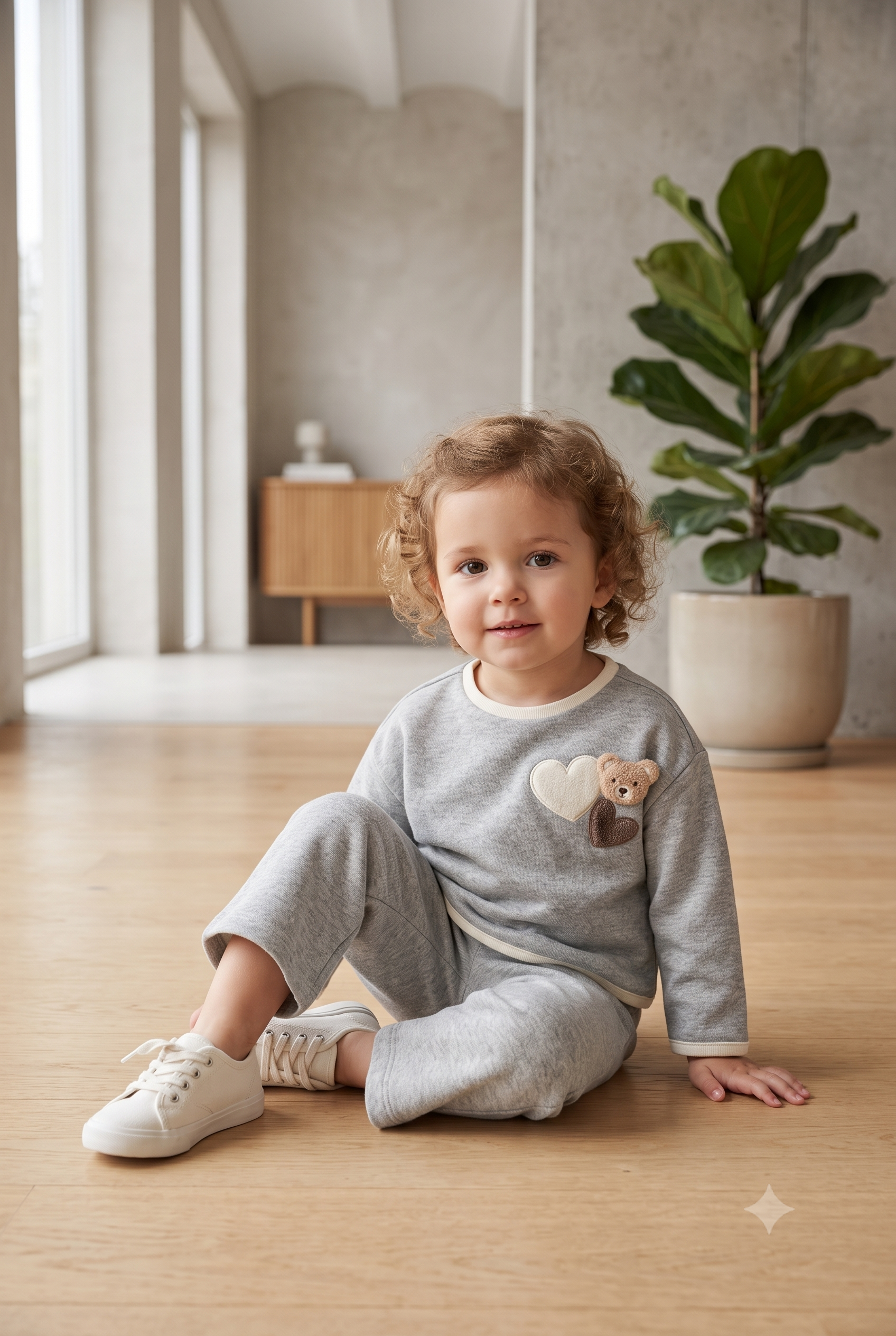 Conjunto  de dos piezas: Sudadera y pantalón a juego en tono gris vigoré bebe niña.